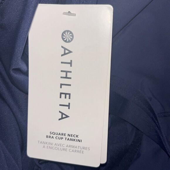 NWT ATHLETA Navy Blue Square Neck Bra Cup Side Rouched Tankini Women's 34B/C - Picture 6 of 8